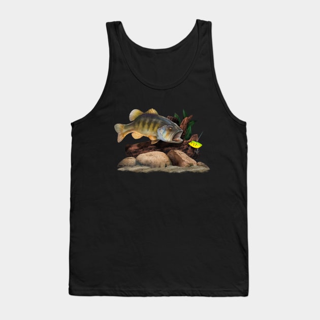 Largemouth Bass Chasing Fishing Lure Under Water Tank Top by MarkusShirts